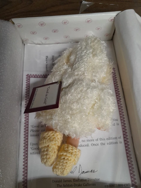 Ashton Drake  'Good as Gold' Mini Vinyl Baby Doll  In Box, with Certificate 3