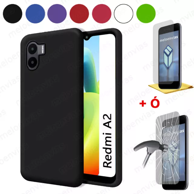 Funda + Cristal Templado XIAOMI REDMI A2 Carcasa GEL TPU Mate Elige Colores