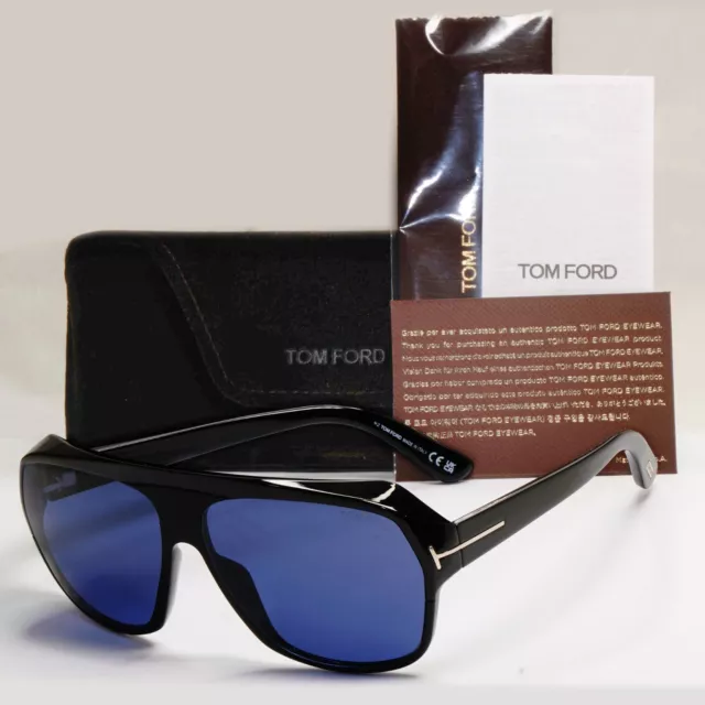 Tom Ford Occhiali da sole Hawkings-02 nero lucido blu scuro FT0908 TF 908 01V 62 mm