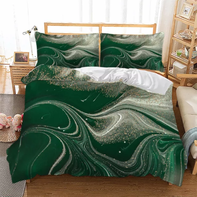 Dark Green Doona Duvet Quilt Cover Set Double Queen King Size Bedding Pillowcase