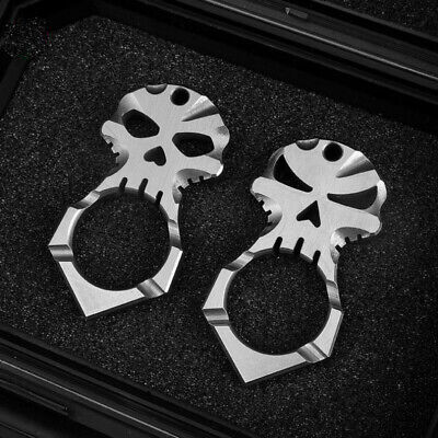 EDC TC4 Titanium Alloy Finger Tiger Skull Ring Protective Portable Pendant Tools