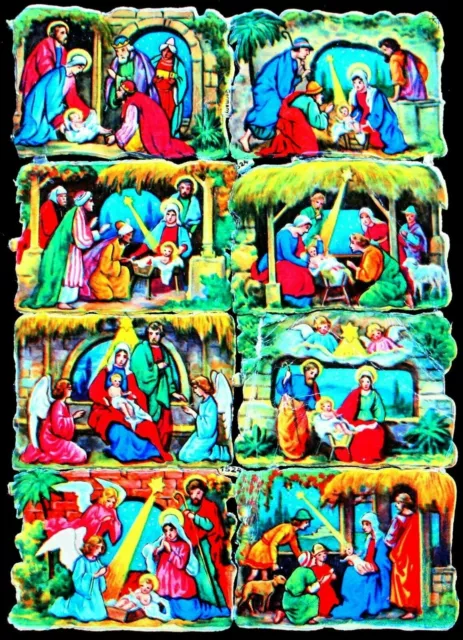 Vintage  German Gingerbread Die Cut Scraps, Decoupage,  Nativity Creche