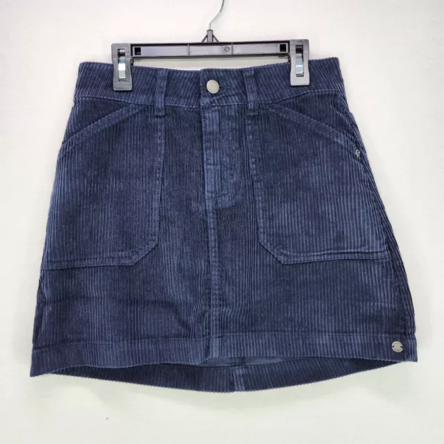 Roxy Corduroy Mini Skirt Junior XS Navy Blue Pockets Womens New