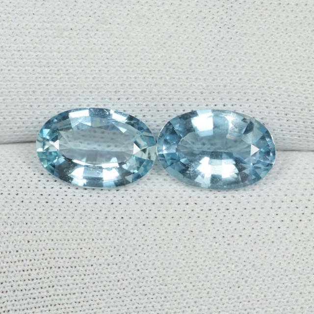 2.35 ct TOP GRADE LUSTER 100%  NATURAL SANTA MARIA AQUAMARINE OVAL Pair 1036A
