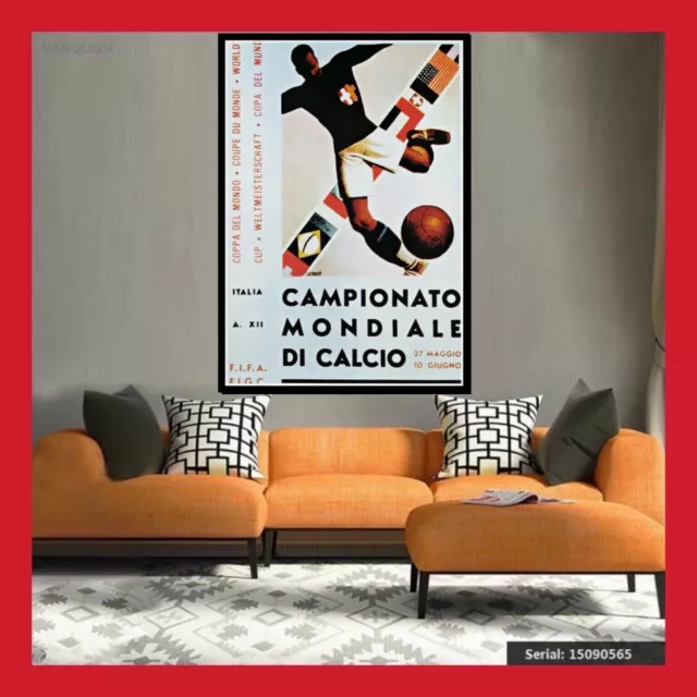 Repro Toile Affiche Vintage Poster Photo Coupe Du Monde Football Italie 1934 Dvd