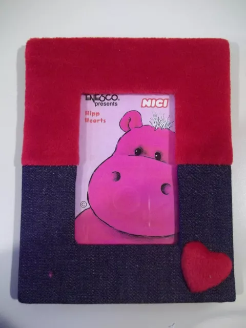 ENESCO NICI HIPP HEARTS - CADRE PHOTO DENIM & PELUCHE ROUGE NEUF avec étiquette