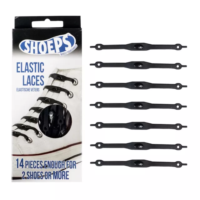 Lacci Da Scarpe Neri In Silicone Elastici Per Tutte Le Scarpe - Shoeps Laces