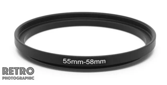 55mm to 58mm 55-58mm Step-Up Stepping Ring Filter Adapter - UK Stock