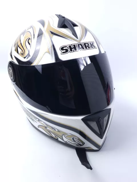 Shark RSI Regis Laconi Full Face Medium Motorcycle Helmet White Gold Tinted EUC