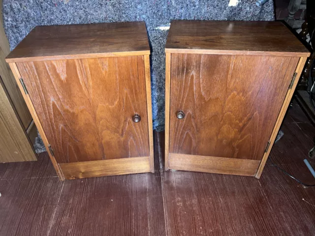 Retro Pair Of Austin Suite Teak Bedside Cabinets Vintage Pot Cupboards