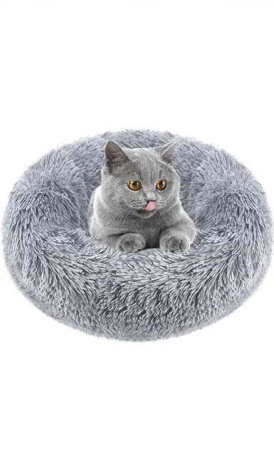CMQC Luxury Donut Cuddler Pet Bed, Washable Round Plush Bed. Grey 50X50cm