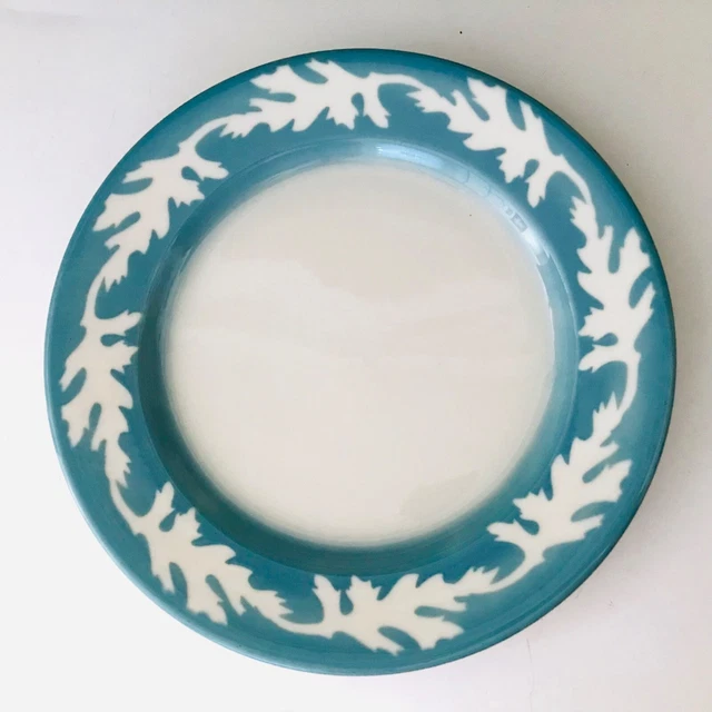 Vtg Oakleigh Airbrushed Blue Leaf Dinner Plate Syracuse Restaurant Ware 9" USA