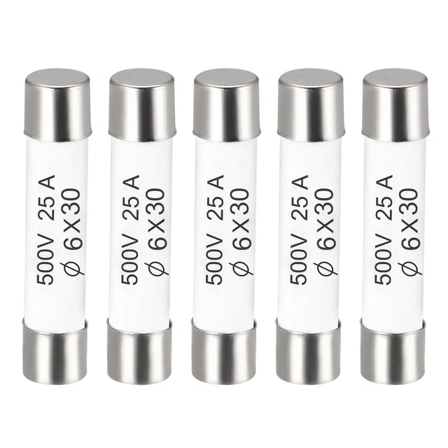 Céramique Fusibles à Cartouche 25A 500V 6x30mm Fusibles pour Amplificateur 5Pcs