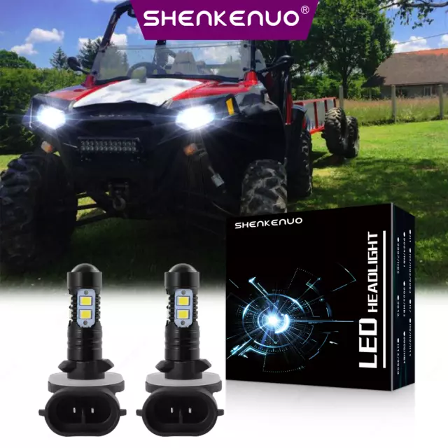 For Polaris RZR 800 EFI 2008 2009 2010 2x 881 LED Headlight Bulbs High Low Beam