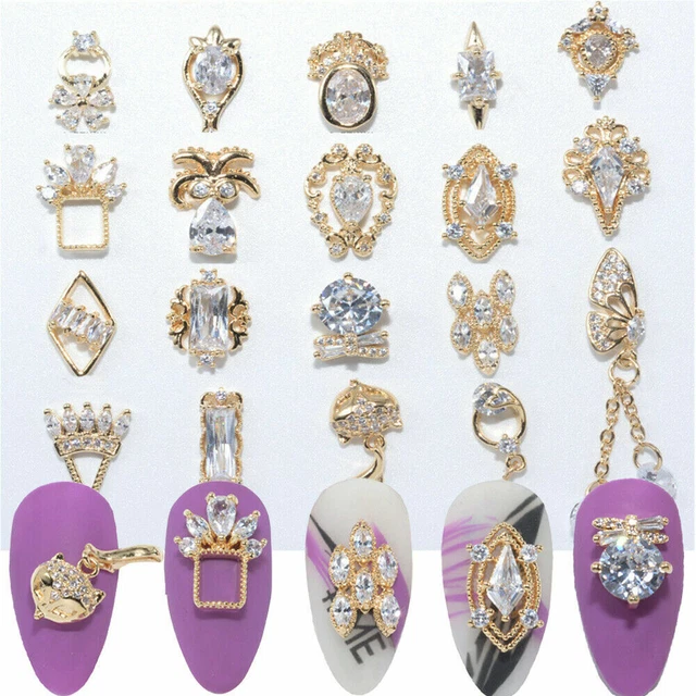 3D Papillon Strass Art Ongles Décorations Zircon Pendentif Chaîne Ongle Bijoux J