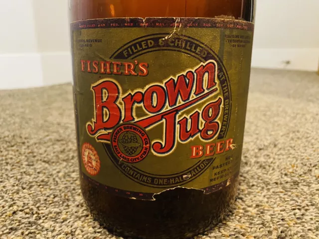 A. Fisher Brewing Company Brown Jug Beer growler bottle - Salt Lake City, Utah