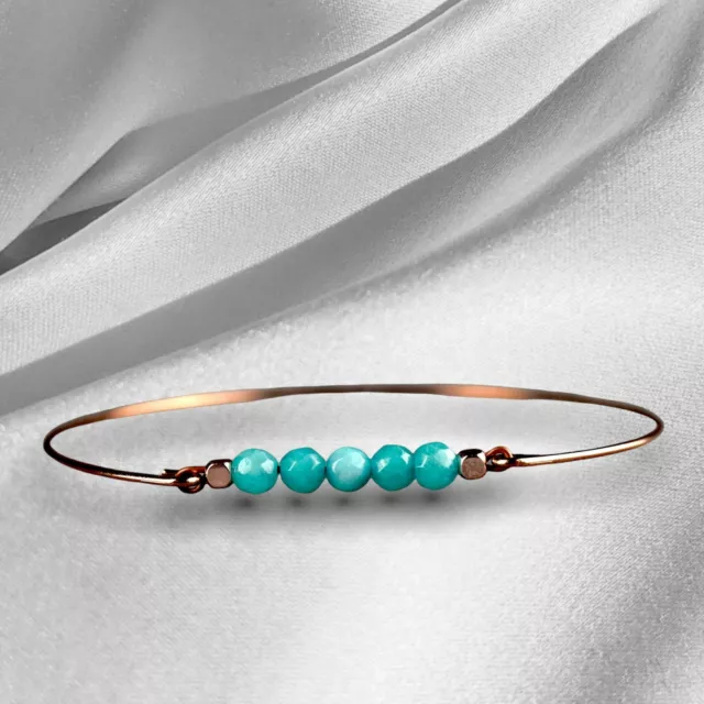 Aquamarin Armreif - Rosegold Vergoldete Maritim Sommer Schmuck - RETARM-33