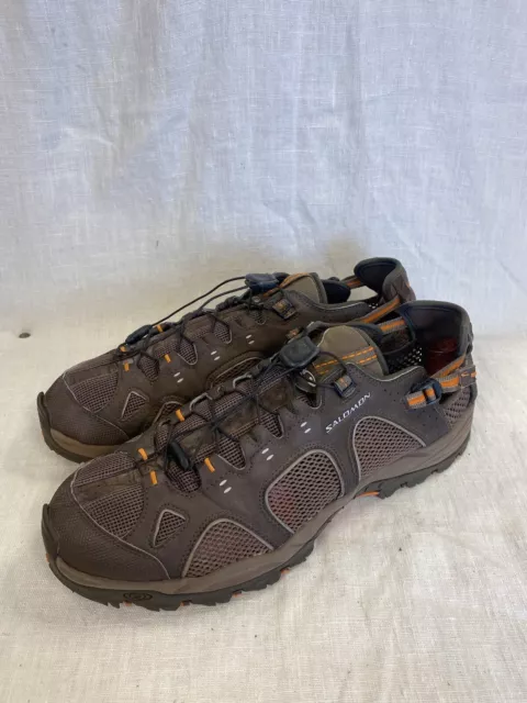 salomon techamphibian drawstring sneaker brown water shoe hiking size 12.5