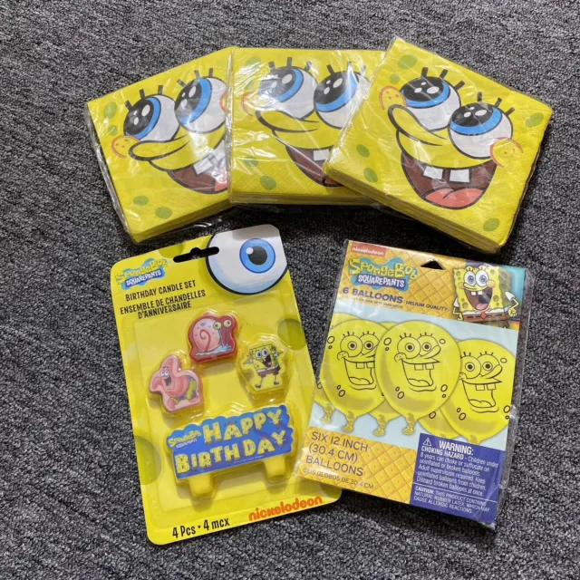 SpongeBob SquarePants Party Supplies Candle Toppers Balloons Napkins Lot Bundle