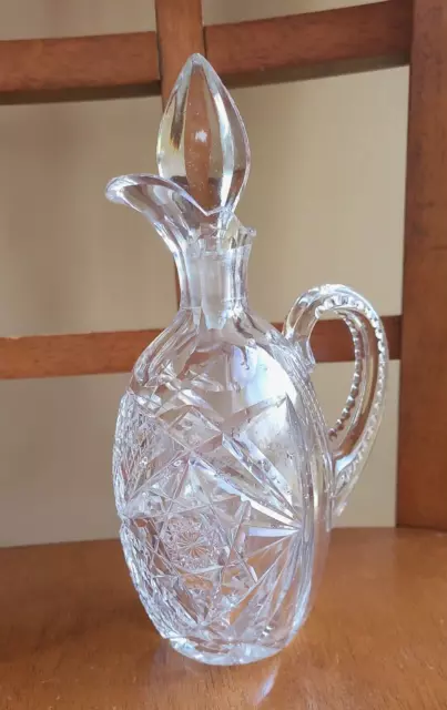 American Brilliant Cut ABP Crystal Glass 7 1/2" Cruet Decanter Signed Hawkes American Brilliant Cut ABP Crystal Glass 7 1/2" Cruet Decanter Signed Hawkes