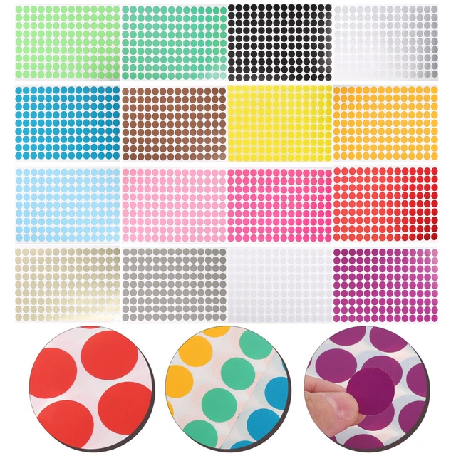 16 Sheets of Classify Labels Adhesive Dot Labels Colored Circle Label Stickers