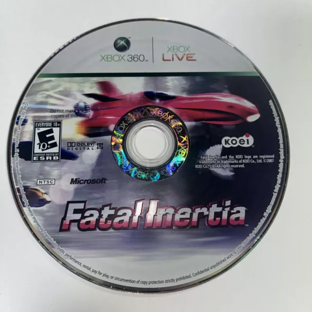 Fatal Inertia (Microsoft Xbox 360, 2007) solo disco. NTSC dañado y no funciona