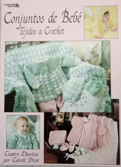 Layettes SPANISH Conjuntos Bebe CROCHET Baby Afghan Bootie Sweater Cap VTG 1999