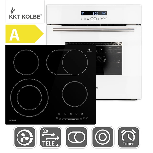 Cuisinière: 60cm Four encastrable EB8015W + 59cm Plaque Eletrique KFS59RL Gril