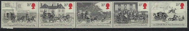 v3472 Grossbritannien / Pferdekutschen  MiNr 997/1001 **  5-er-Streifen