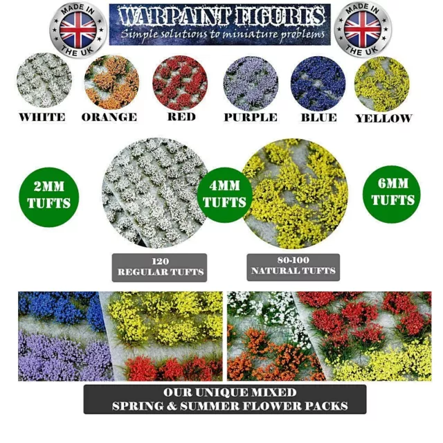 2-6mm Static Grass Tufts Flowers - Self Adhesive Models|Scenery|Wargames|Bases