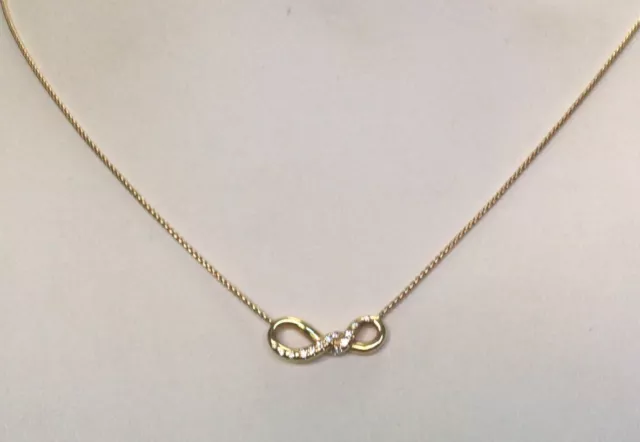 DAVID YURMAN 18K Gold Continuance Small Diamond Pendant Necklace $1350 NWT 17”