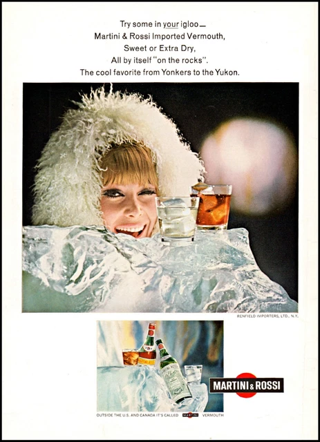1968 Yukon woman in ice Martini & Rossi gin vermouth photo Print Ad ads30