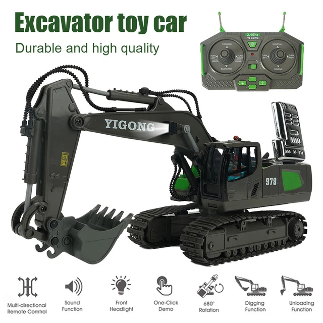Top Race Remote Control RC Toy Excavator Digger Drill Truck Grapple Fork Toys
