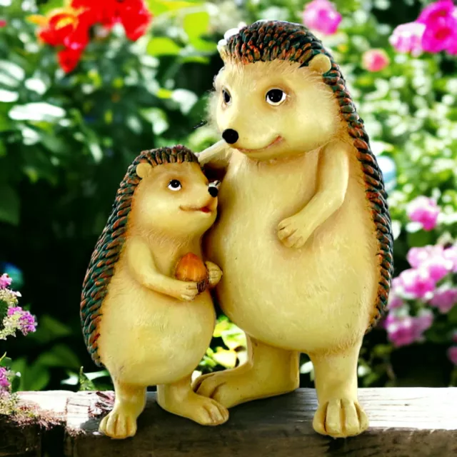 Charming Hedgehog Figurine Mother and Baby Hedgehogs Perfect for Garden and Home
