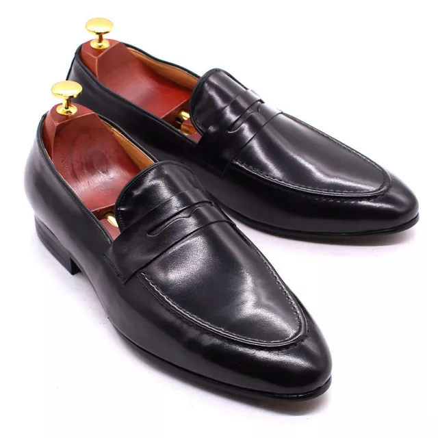 39-46 SLIP ON Loafers Formal Dress Evening Party Low Top Real Leather ...