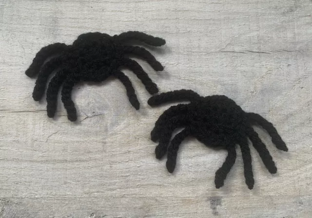 2 X Handmade Crochet Spider Applique Embellishment Halloween Craft Scrapbooking