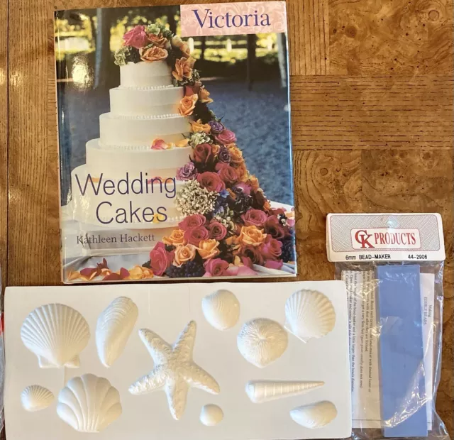 Lot of Wilton Wedding Cake Decorating Supplies / Fondant Mold + Book