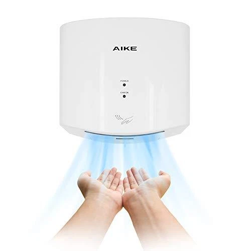 AIKE Air Wiper Compact Hand Dryer 110V 1400W White with 2 Pin Plug Model AK2630