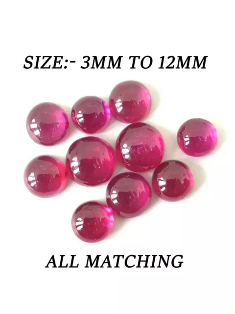 Ruby Round Shape Cabochon Flat Back Size 3mm-12mm AAA Quality Loose Gemstone