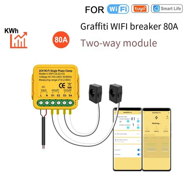 Smart WiFi Switch with Current and Voltage Monitoring for Home Appliances