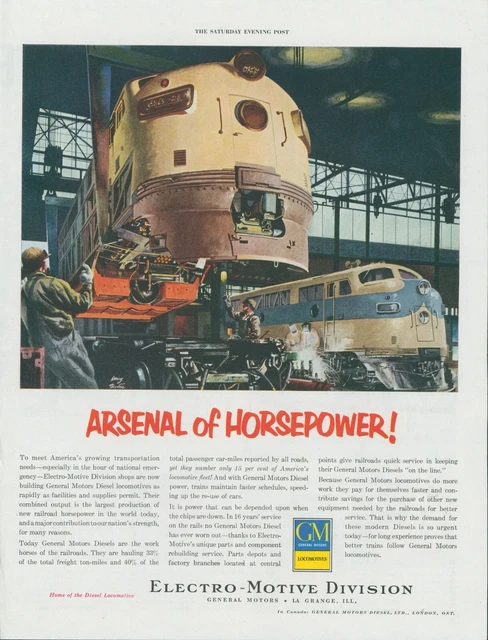 1951 Diesel Locomotive Electro Motive General Motors Engines Vtg Print Ad SP16