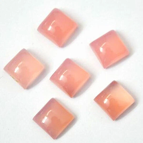 3 Mm Bis 7 Mm Naturrosa Chalcedon, Quadratische Form, Flache Rückseite,...