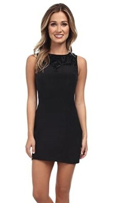 KAS New York 241316 Womens Lucina Sleeveless Shift Dress Black Size Small