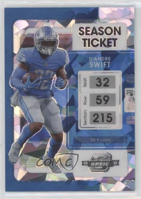 2021 Panini Contenders Optic Season Ticket Cracked Ice Prizm /22 D'Andre Swift