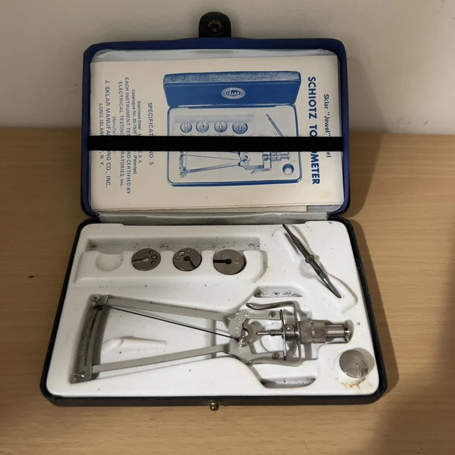 Vintage Schiotz Tonometer Sklar Jewel 1958, w/documents and case