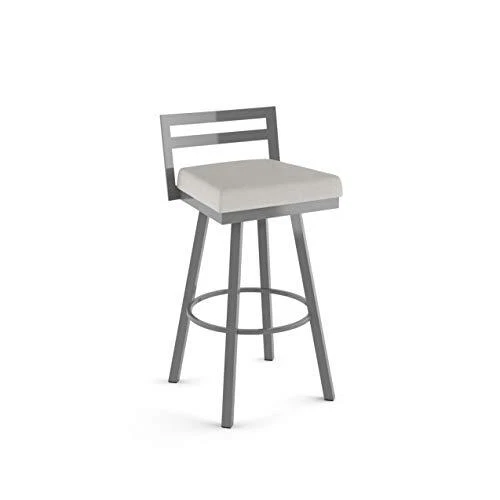 Amisco Derek Swivel Counter Stool Light Grey Polyurethane/Glossy Grey Metal G...