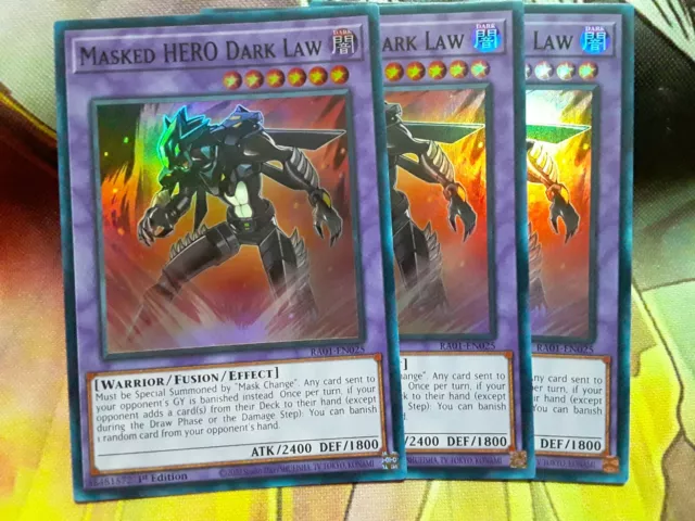 Yugioh Masked HERO Dark Law X3 Super Rare RA01-EN025 1st NM Playset