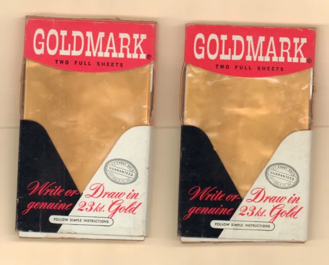 Vintage Gold Mark gold leaf foil sheets, 23kt. gold for writing, 2 BOXES.