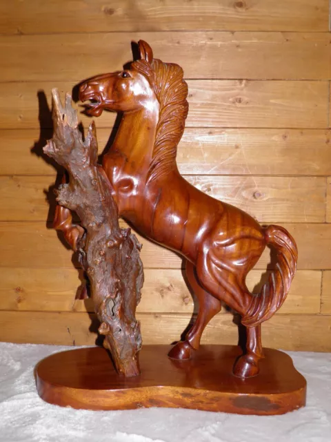 Vintage Very Large Black Forest German Rearing Horse W/ Glass Eyes Statue/Figure