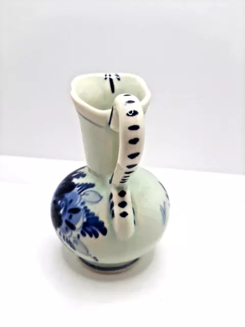 Petit Delft Vase / Vintage Art De Hollande / 11cm Haute / Rareté/Peint à la Main 3